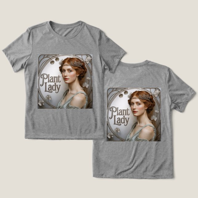 Jugendstil-Pflanze Lady Tri-Blend Shirt (Design Vorderseite & Rückseite)