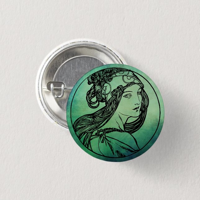 Jugendstil-Pinback-Button Button (Vorne & Hinten)