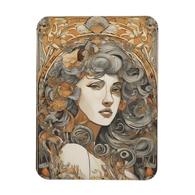 Jugendstil-Portrait Vintage Frauen Magnet (Vertikal)
