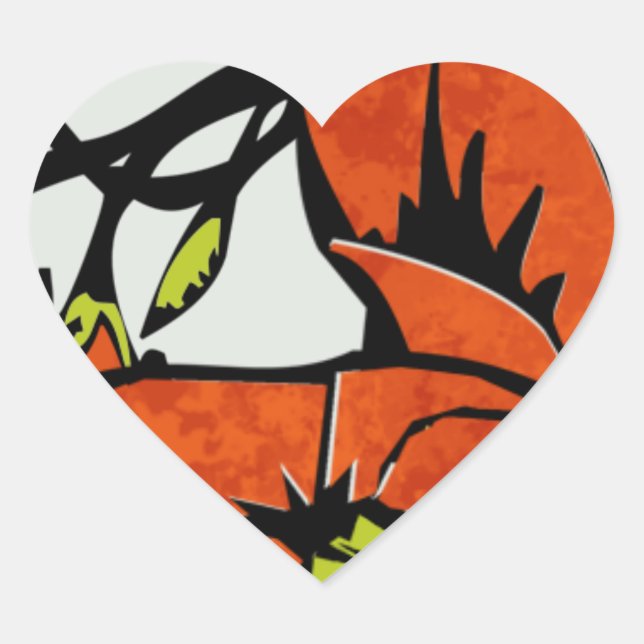 Jugendstil-Pupien (herzförmige Sticker) Herz-Aufkleber (Vorderseite)