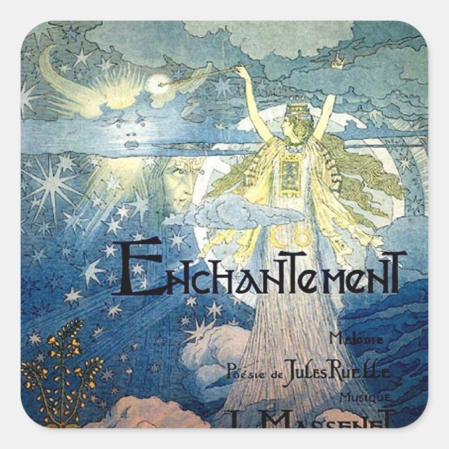 Jugendstil Quadratischer Aufkleber (Vorderseite)
