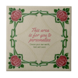 Jugendstil-Rahmen-Rose Repro Tile zu personalisier Fliese