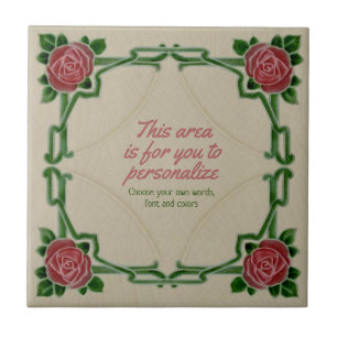 Jugendstil-Rahmen-Rose Repro Tile zu personalisier Fliese