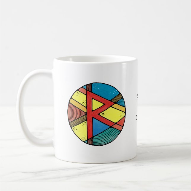 Jugendstil-Raidho-Runen-Tasse – BALANCE! Kaffeetasse (Links)