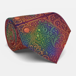Jugendstil-Regenbogen-Schaltkreisplatine-Krawatte Krawatte