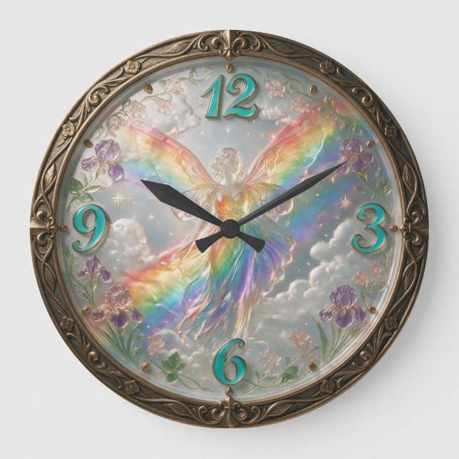 Jugendstil-Regenbogengöttin Iris Große Wanduhr (Vorderseite)