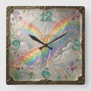 Jugendstil Regenbogengöttin Iris Quadratische Wanduhr