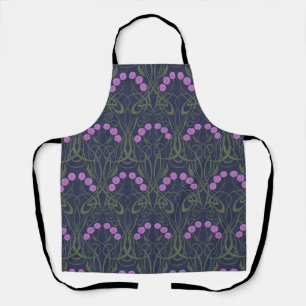 Jugendstil Rosa Rosen und geschwungene Stiele Schürze