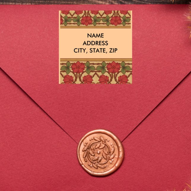 Jugendstil-Rose Quadratischer Aufkleber (Von Creator hochgeladen)