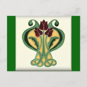 Jugendstil-Rose Tile Postkarte