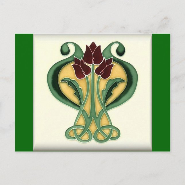Jugendstil-Rose Tile Postkarte (Vorderseite)