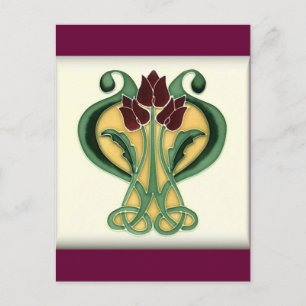 Jugendstil-Rose Tile Postkarte
