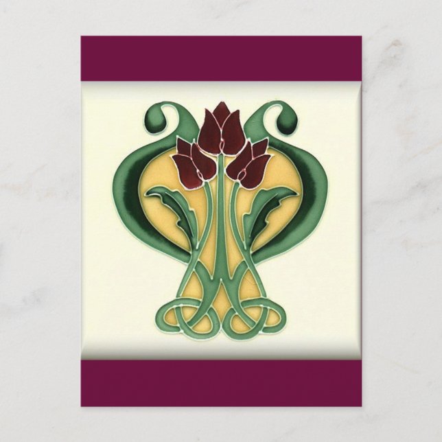 Jugendstil-Rose Tile Postkarte (Vorderseite)