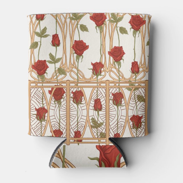 Jugendstil-Rose: Vintag warm Dosenkühler (Vorderseite)