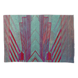 Jugendstil, rot, aquamarin, grün, Vintag, Art Deko Kissenbezug