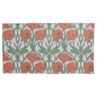Jugendstil Roter Mohn Blumenprint Kissenbezug