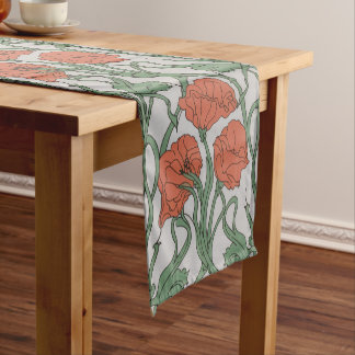 Jugendstil Roter Mohn Blumenprint Kurzer Tischläufer