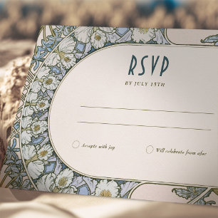 Jugendstil-RSVP-Karte mit Vintagem Blumendesign Einladung