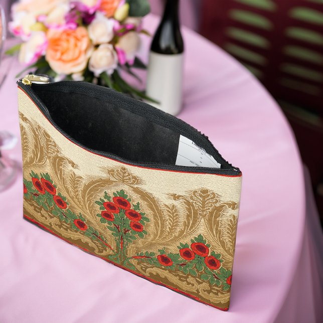 Jugendstil Runde Orangenblüten Sprünge Gestank Zubehörtasche (Art Nouveau Round Orange Blossoms Spade Shape Leaf Accessory Pouch At Wedding Table)