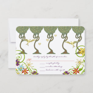 Jugendstil-Rustikale-Wald-Hochzeitseinladungen RSVP Karte