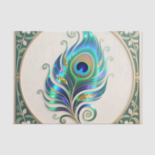 Jugendstil Schillernde Pfauenfeder Seidenpapier