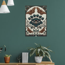 Jugendstil Schmetterling Florale Botanische Kunst Poster