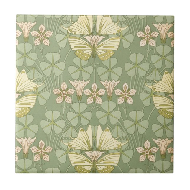 Jugendstil-Schmetterlinge Fliese (Vorderseite)