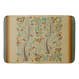 Jugendstil-Schmetterlinge und Orangenbäume Badematte