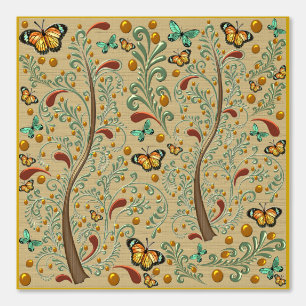 Jugendstil-Schmetterlinge und Orangenbäume Tapete