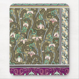 Jugendstil-Schneeglöckchen-Blumenmuster-Mauspad Mousepad