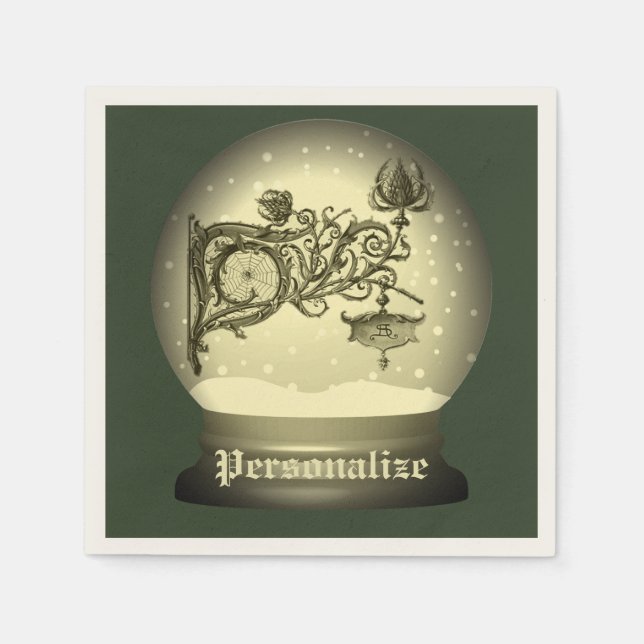 Jugendstil-Schneekugel Serviette (Vorderseite)