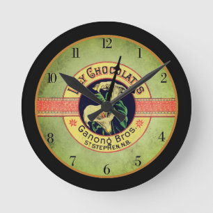 Jugendstil-Schokoladen-Uhr-Uhr Runde Wanduhr