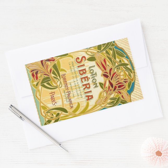 Jugendstil-Schönheitslotion Sibirien-Label Rechteckiger Aufkleber (Umschlag)