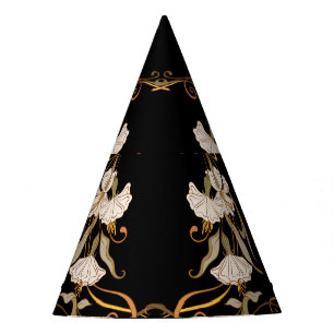 Jugendstil: Schwarz-Gold Vintag. Partyhütchen