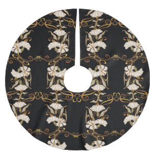 Jugendstil: Schwarz-Gold Vintag. Polyester Weihnachtsbaumdecke