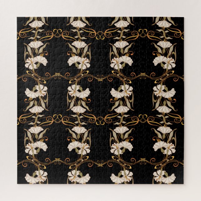 Jugendstil: Schwarz-Gold Vintag. Puzzle (Vertikal)