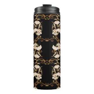 Jugendstil: Schwarz-Gold Vintag. Thermosbecher