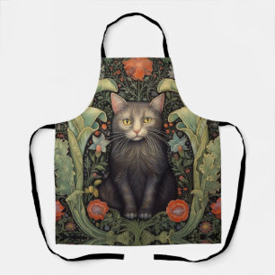 Jugendstil-Schwarzkatze und rote Blume Schürze
