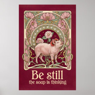 Jugendstil-Schwein-Camellia-Bogen-Plakat Poster