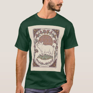 Jugendstil-Schwein-Mohn-Rahmen-Tee-Zeit-Tee T-Shirt