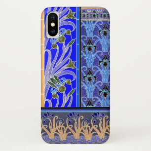 Jugendstil-Schwertlilie-Blume elegante blaue Verne Case-Mate iPhone Hülle