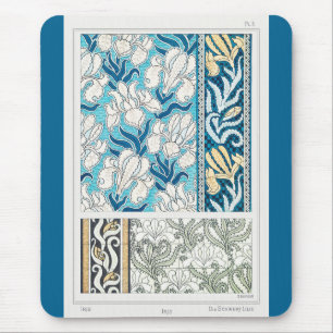 Jugendstil-Schwertlilie-Lilien-Textilkunst-Mauspad Mousepad