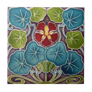 Jugendstil Seerosen Keramik Wandfliese Fliese