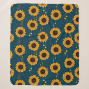 Jugendstil-Sonnenblume Retro-Blumenstreifen Gelb Sherpadecke