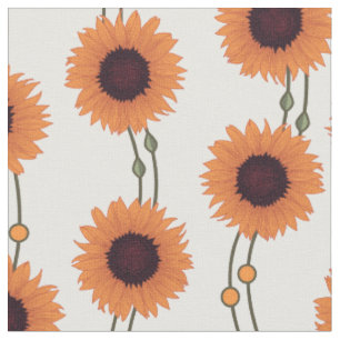 Jugendstil-Sonnenblume Retro Floral Streifen Orang Stoff