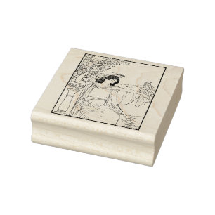Jugendstil Sonnenblumen Frau Vintage Illustration Gummistempel