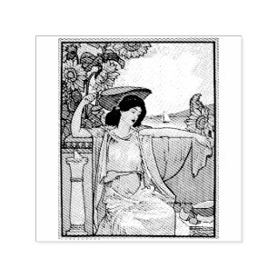 Jugendstil Sonnenblumen Frau Vintage Illustration Permastempel