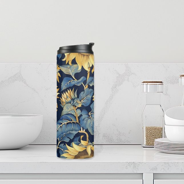 Jugendstil-Sonnenblumen Thermosbecher (Sunflower thermal water bottle)