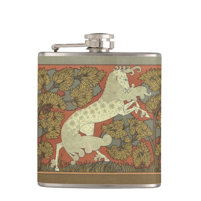 Jugendstil tänzelndes Pferd Flachmann (Vorderseite)