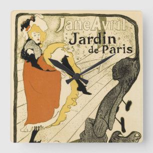 Jugendstil-Tänzerin Jane Avril von Toulouse Lautre Quadratische Wanduhr